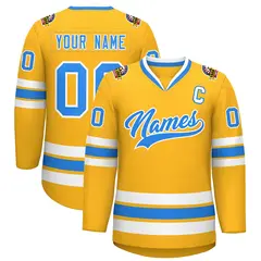 Gold Powder Blue-White Classic Hockey Jersey 1