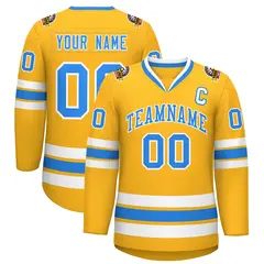 Gold Powder Blue-White Classic Hockey Jersey 1