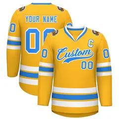 Gold Powder Blue-White Classic Hockey Jersey 1