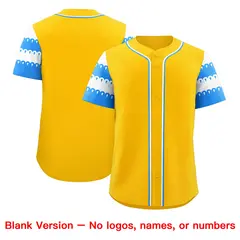 Gold Powder Blue White Flag Lace Sleeve Baseball Jersey 7