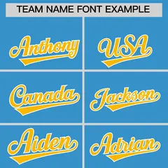 Gold Powder Blue White Full-Snap Short Sleeve Varsity Jacket 5
