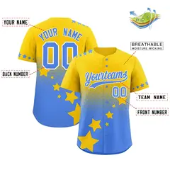 Gold Powder Blue White Rising Stars Gradient Baseball Jersey 2
