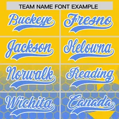 Gold Powder Blue White Rising Stars Gradient Baseball Jersey 3