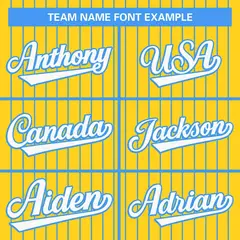 Gold Powder Blue-White Stripe Full Button Baseball Jersey 3