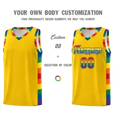 Gold Pride Month LGBT Rainbow Basketball Jersey 3