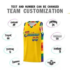 Gold Pride Month LGBT Rainbow Basketball Jersey 4