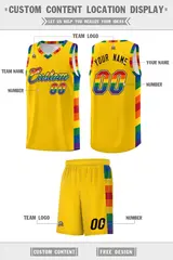 Gold Pride Month LGBT Rainbow Basketball Jersey 5
