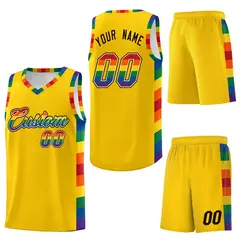 Gold Pride Month LGBT Rainbow Basketball Jersey 6