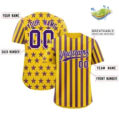 Gold Purple American Flag Graffiti Baseball Jersey 2