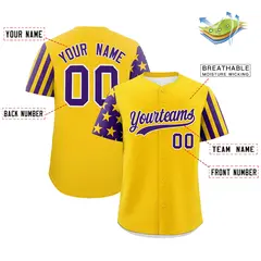 Gold Purple American Flag Raglan Baseball Jersey 2