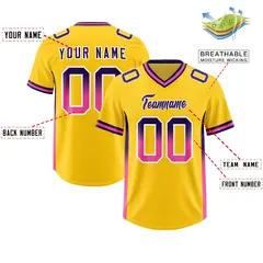 Gold Purple and Pink Sides Gradient Fashion Football Jersey 2