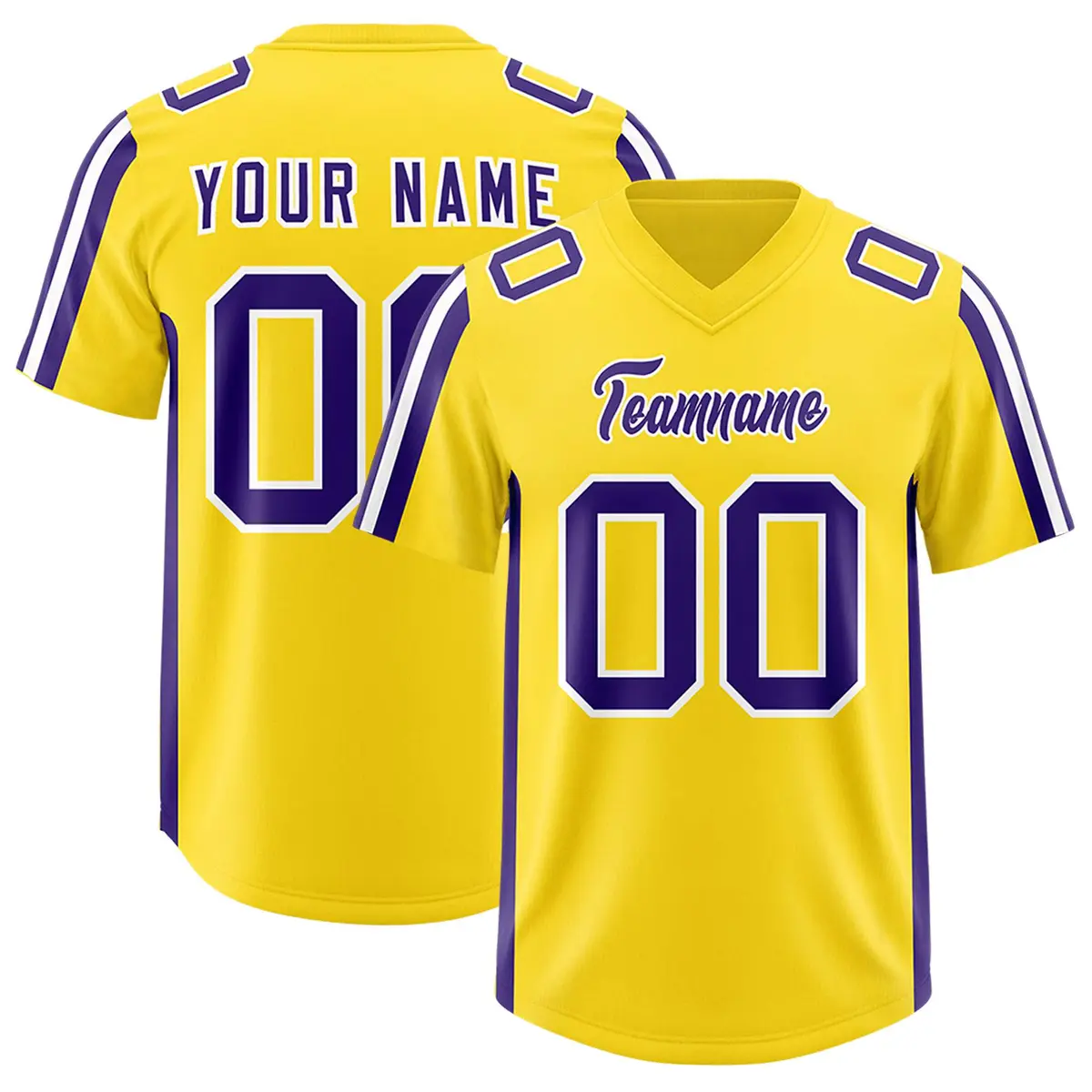 Gold Purple and White Side Stripe Football Jersey