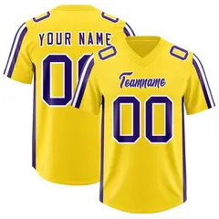 Gold Purple and White Side Stripe Football Jersey 1