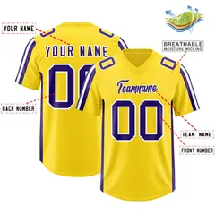 Gold Purple and White Side Stripe Football Jersey 2