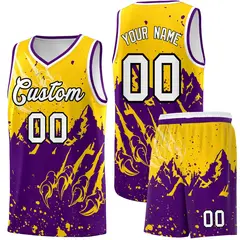 Gold Purple Beast Pattern Sports Basketball Jersey 1