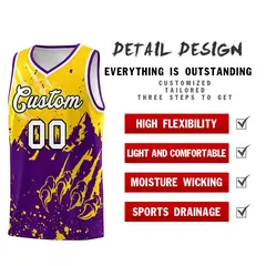 Gold Purple Beast Pattern Sports Basketball Jersey 2