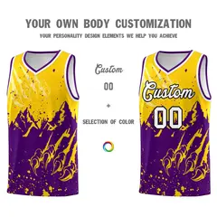 Gold Purple Beast Pattern Sports Basketball Jersey 3