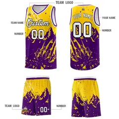Gold Purple Beast Pattern Sports Basketball Jersey 5