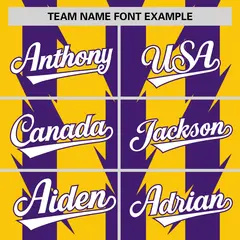 Gold Purple Blade Pattern Raglan Baseball Jersey 3