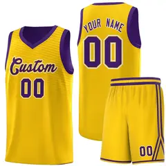 Gold Purple Chest Slash Pattern Basketball Jersey 1