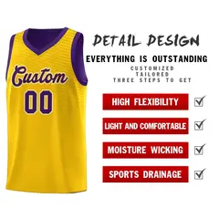 Gold Purple Chest Slash Pattern Basketball Jersey 5