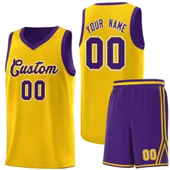 Gold Purple Chest Slash Pattern Basketball Jersey 1