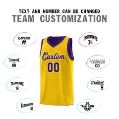 Gold Purple Chest Slash Pattern Basketball Jersey 3