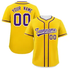 Gold Purple Classic Authentic Baseball Jersey 1