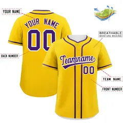 Gold Purple Classic Authentic Baseball Jersey 2