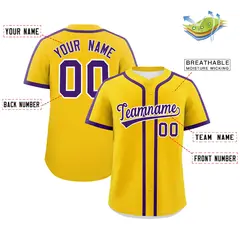 Gold Purple Classic Authentic Baseball Jersey 2