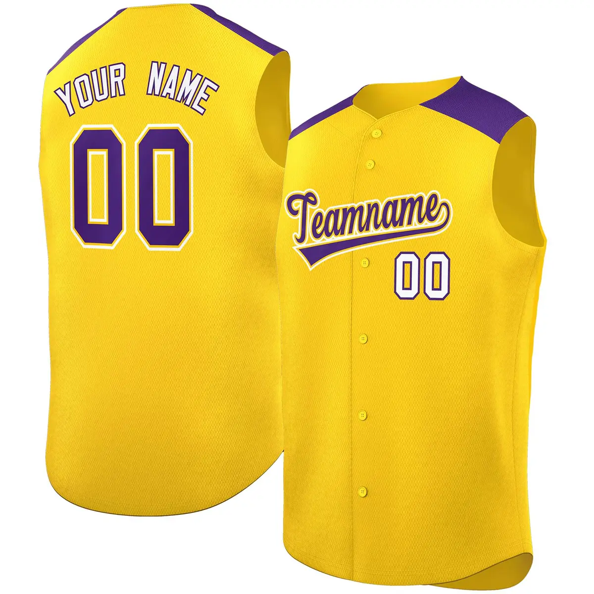 Gold Purple Classic Authentic Sleeveless Baseball Jersey
