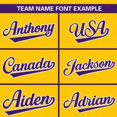 Gold Purple Classic Full Button Baseball Jersey 3
