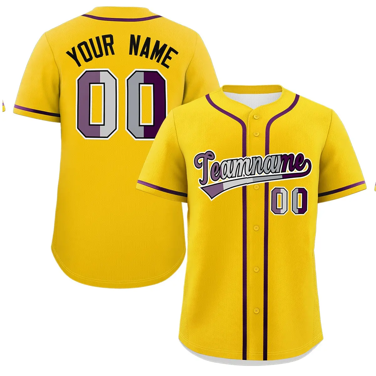 Gold Purple Classic Pride Month Genderless Baseball Jersey