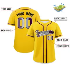Gold Purple Classic Pride Month Genderless Baseball Jersey 2