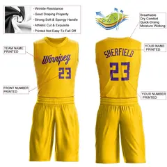 Gold Purple Classic Sets Basketball Jersey 3