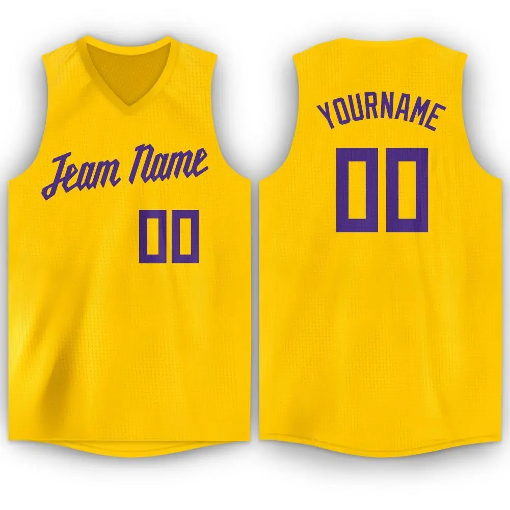 Gold Purple Classic Tank Top Basketball Jersey