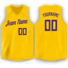Gold Purple Classic Tank Top Basketball Jersey 1