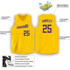Gold Purple Classic Tank Top Basketball Jersey 2