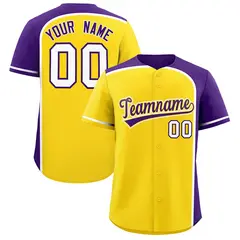 Gold Purple Color Block Authentic Baseball Jersey 1