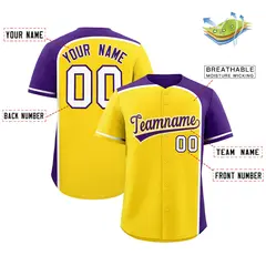 Gold Purple Color Block Authentic Baseball Jersey 2
