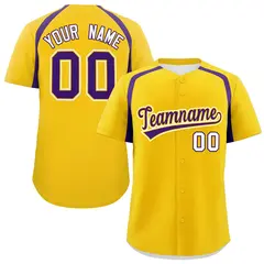 Gold Purple Color Block Authentic Baseball Jersey 1