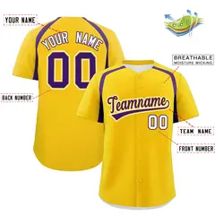 Gold Purple Color Block Authentic Baseball Jersey 2