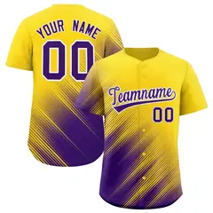 Gold Purple Diagonal Stripe Gradient Fashion Baseball Jersey 1