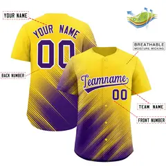 Gold Purple Diagonal Stripe Gradient Fashion Baseball Jersey 2