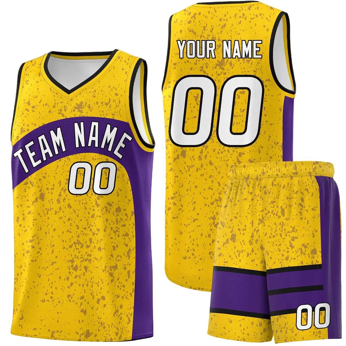 Gold Purple Dot Graffiti Irregular Pattern Basketball Jersey