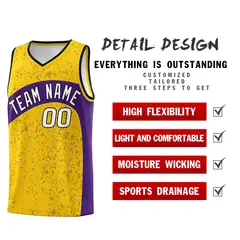 Gold Purple Dot Graffiti Irregular Pattern Basketball Jersey 2