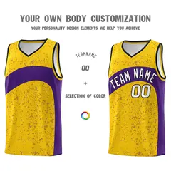 Gold Purple Dot Graffiti Irregular Pattern Basketball Jersey 3