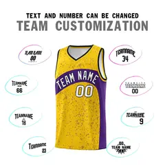 Gold Purple Dot Graffiti Irregular Pattern Basketball Jersey 4