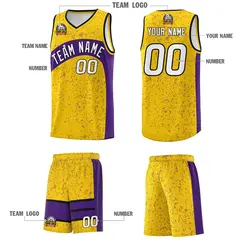Gold Purple Dot Graffiti Irregular Pattern Basketball Jersey 5