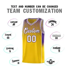 Gold Purple Dot Pattern Side Gradient Reversible Basketball Jersey Kits 4